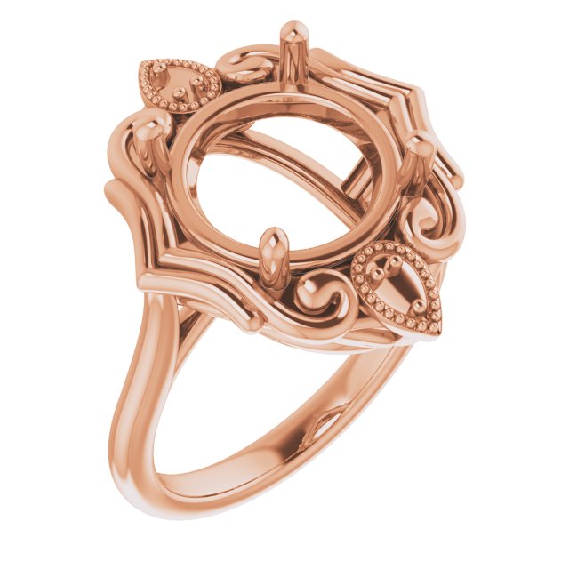14K Rose11 mm Round Ring Mounting