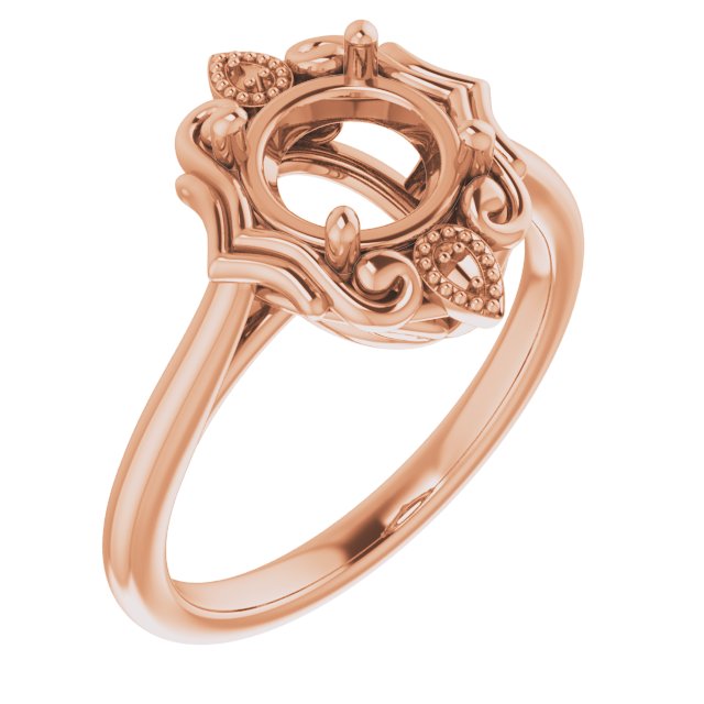 10K Rose7 mm Round Ring Mounting