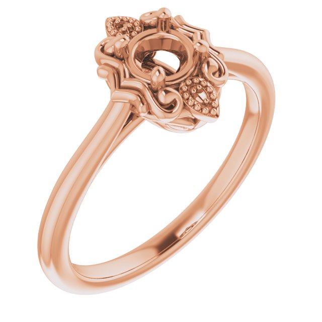 10K Rose4.4 mm Round Ring Mounting