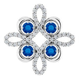 14K White Lab-Grown Blue Sapphire & 1/6 CTW Diamond Clover Pendant