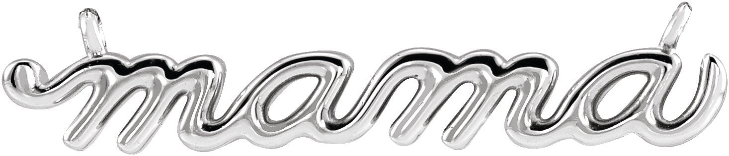 Sterling Silver 23x4.81 mm Petite Mama Script Necklace Center
