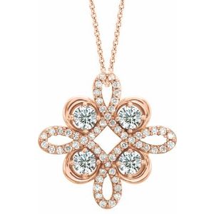 14K Rose 1/3 CTW Natural Diamond Clover 18" Necklace