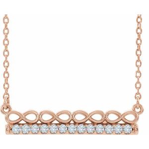 14K Rose 1/5 CTW Natural Diamond Infinity-Inspired Bar 16" Necklace