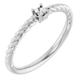 Sterling Silver 3 mm Round Solitaire Rope Ring Mounting