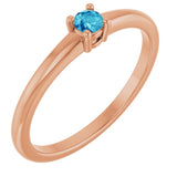 14K Rose Natural Blue Zircon Ring